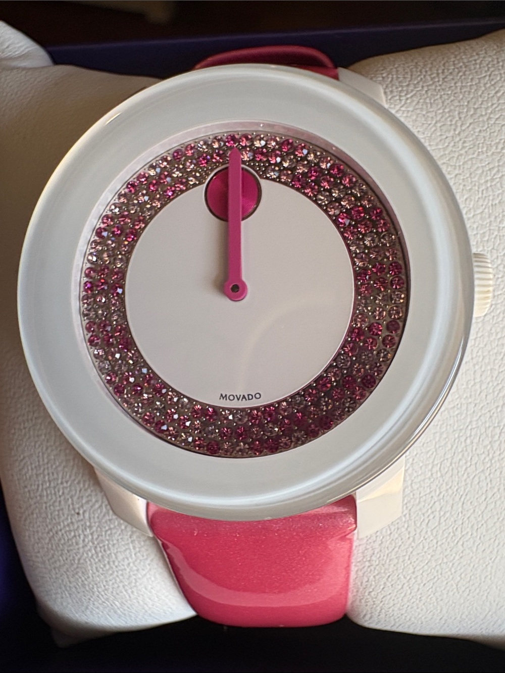 Movado White and Pink Crystal Women's Watch